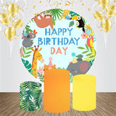 Tiere Grün Blätter Runden Geburtstag Hintergrund Bausatz